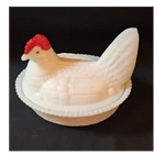 Westmorland Vintage Milk Glass Hen on Nest Covered Bowl  Pressed Glass