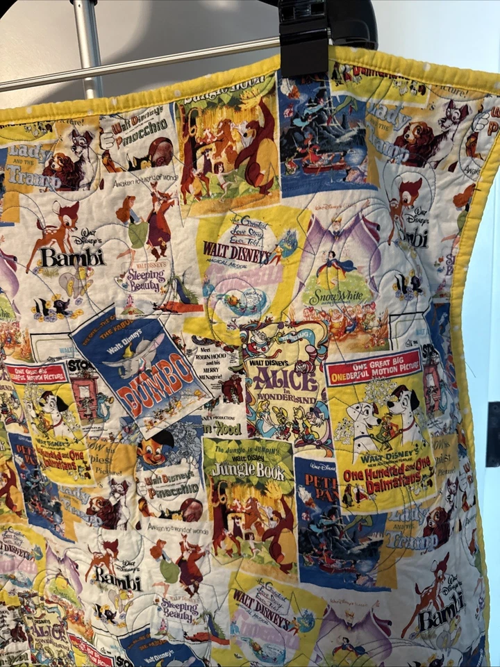 Disney VTG Movie Poster Handmade Quilted Baby Lap Blanket 27"x36" - Image 4 of 4