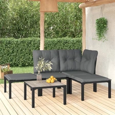 Garden Lounge Set Black and Dark Grey