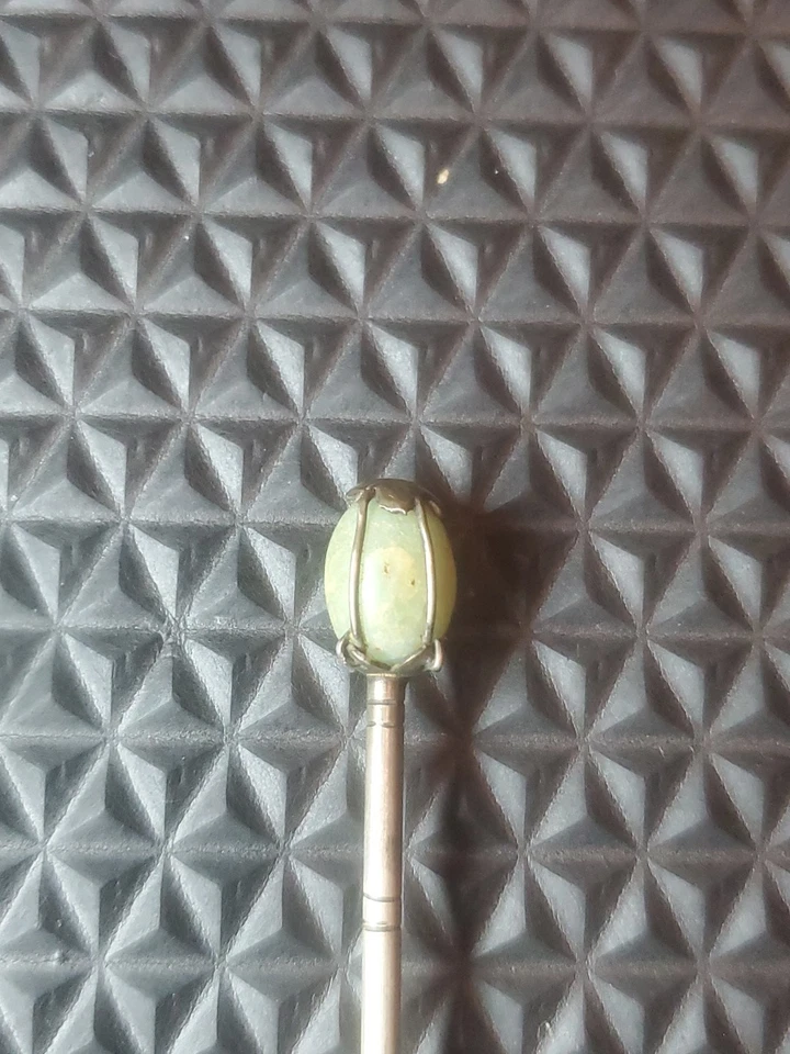 Cuchara de hoja de plata hecha a mano con piedra de jade. Antiguo de mediados del siglo XIX Foto 3 de 4