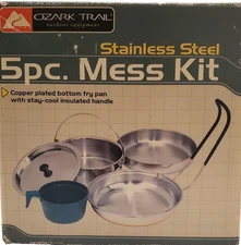 Ozark Trail Space-Saving 5-Piece Cookware Mess Kit – Stainless Steel with Copper