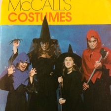 McCalls 3334 Child 7-16 Witch Ghoul Costume Pattern Robe Hood Cape Pointy Hat FF