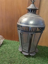 Copper Lantern Glass Flower Design Can Be Hung Up Or Put On A Table