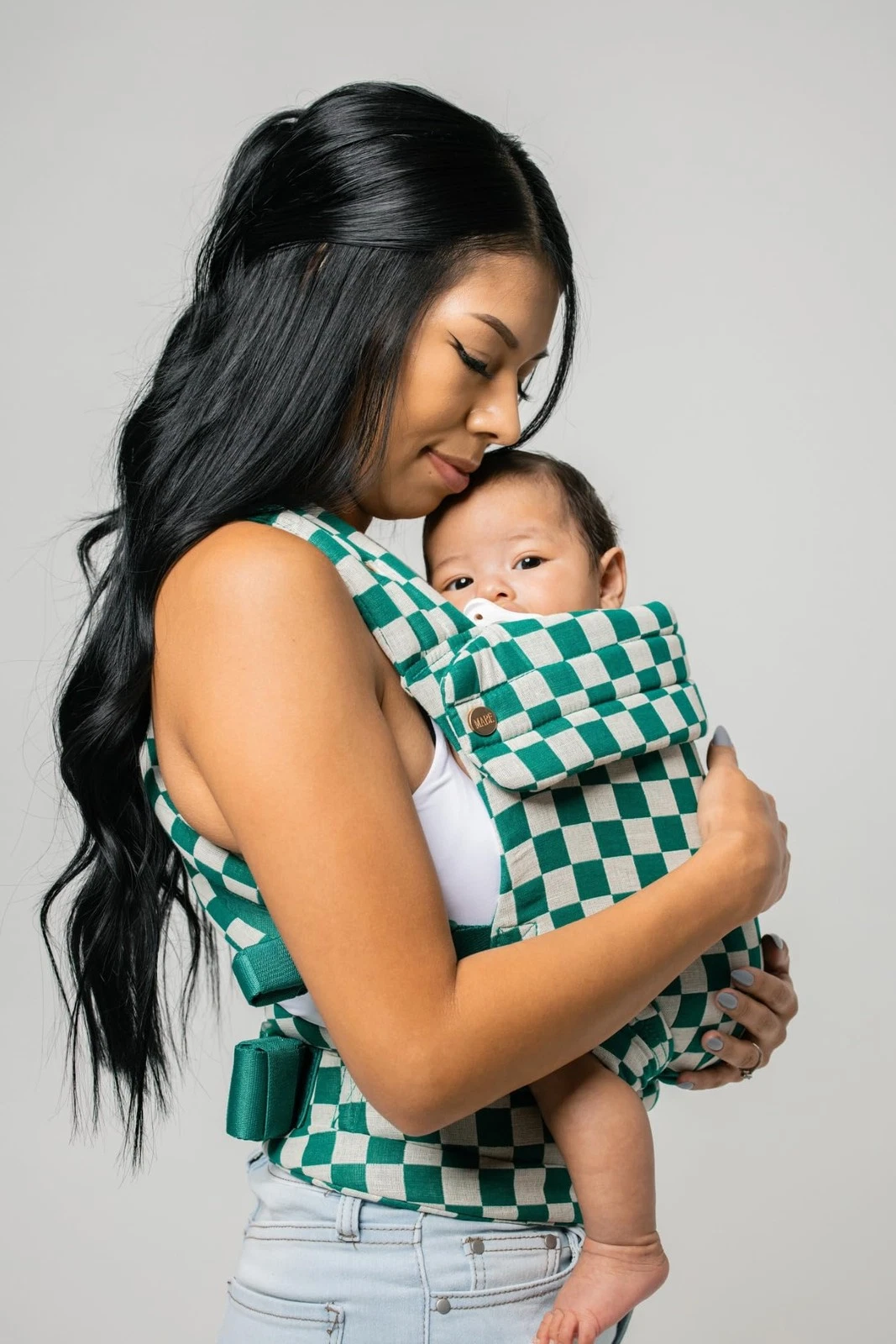 Mabē Monarch Ergonomic Baby Carrier – Premium Cotton Soft Evergreen Check