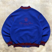   Christian Dior Monsieur Vintage 90s Fleece Blue Varsity Bomber Jacket Men s L