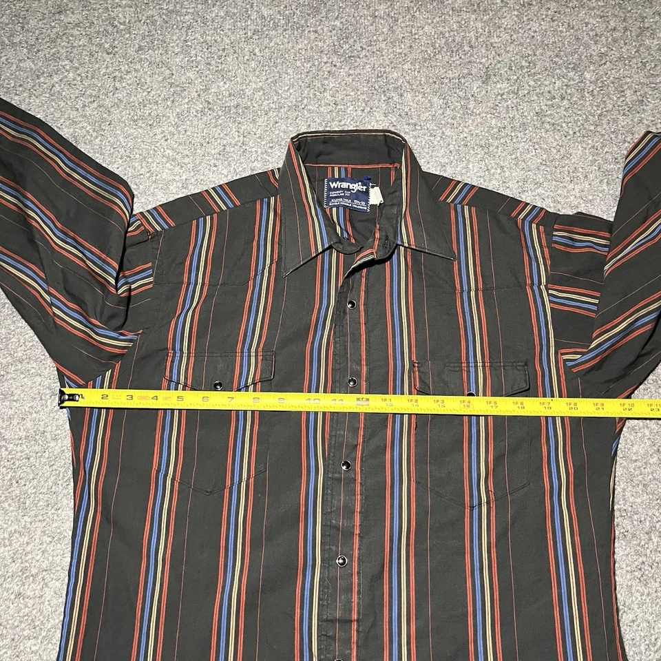 Vintage 80s Wrangler Shirt Mens 15.5 33 Pearl Snap Cowboy Long Sleeve Made USA - Image 4 of 4