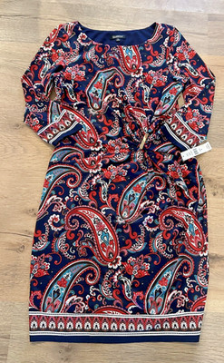 Glamour Women's Dress Size 8 Paisley Stretch NWT Cinched Waist Detail Formal