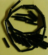 10mm Black Glass Tubular Spacer Beads 43 Count