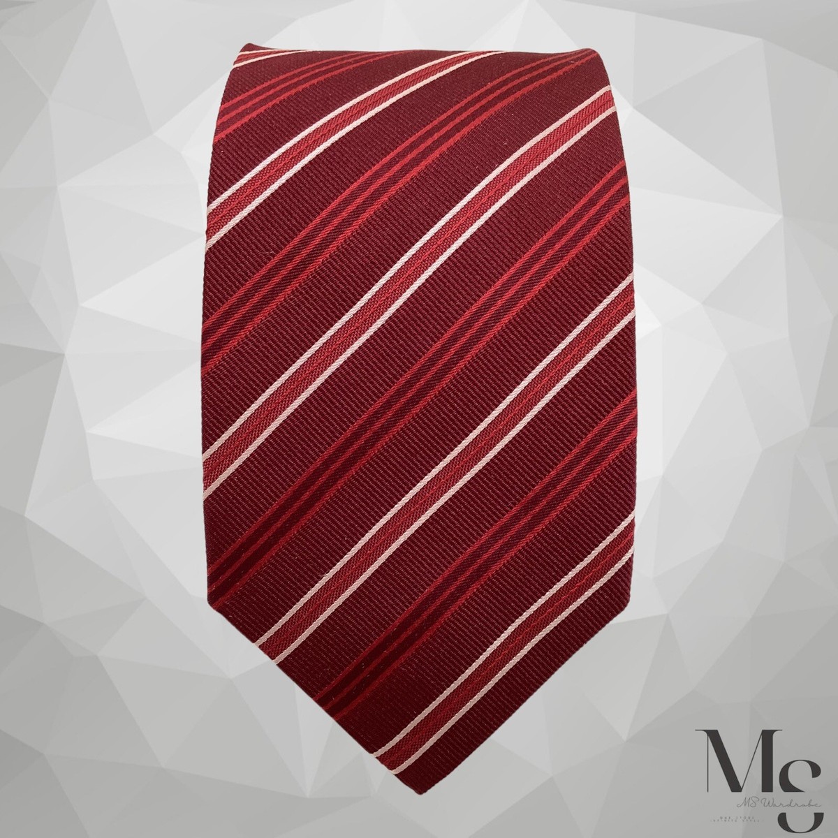 PRADA ＩＴＡＬＹ製　ネクタイ　極上商品 PRADA MILANO Red Striped Luxury Silk Tie Made Italy W: 3.25