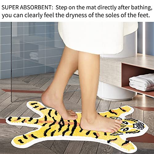 ZSCYDyingda1992 Tiger Shaped Bath Mat for Bathroom Cute Animals Black