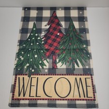 Welcome Christmas Trees Winter Garden Flag 12 x 18 Inch Vertical Double Sided