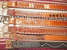 VTG Western Tony Lama/Assorted Buckstitch/Tooled Leather Belts 6 pc Size 28 NEW