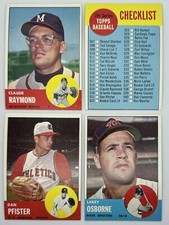 1963 Topps Baseball Lot of 3 Diff. Mid-High #'d Cards + Checklist in NM-MT Cond.