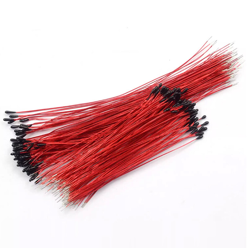 10Pcs NTC Thermistor 100K MF52B Temperature Sensor 60mm Wire For Household Appliances