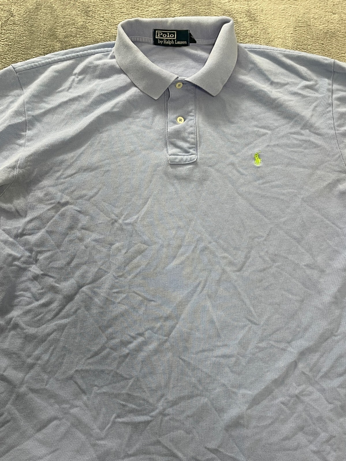 Polo Ralph Lauren Camicia Adulto Grande Blu Pony Golf Manica Corta Rugby Cotone Uomo