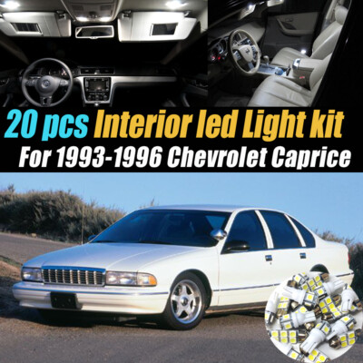 20Pc Super White Car Interior LED Light Kit Package for 1993-1996 Chevy Caprice