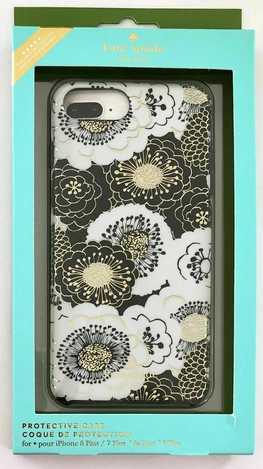 Kate Spade iPhone 7 Plus iPhone 8 Plus 6 6s Plus 保护壳 - 黑色 金色 白色 花卉 — 第 2/4 张图片