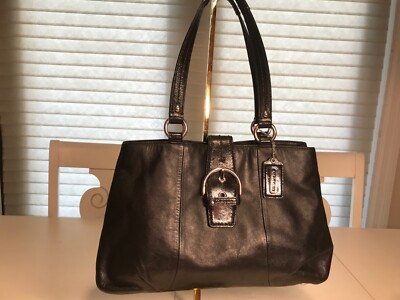 Coach F19248 Soho Black Carryall Leather Shoulder Purse Bag