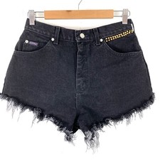Vintage Jean Shorts Riders Cut Offs High Rise Embellished Black Denim Shorties