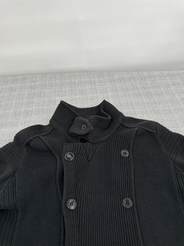 Chaqueta Suéter Firetrap Para Hombre Mediana Doble Pecho Preppy Negra Comodidad* Foto 3 de 4