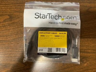 StarTech DisplayPort to HDMI Cable   6.5 ft / 2m - 4K 30Hz (DP2HDMM2MB)   Black