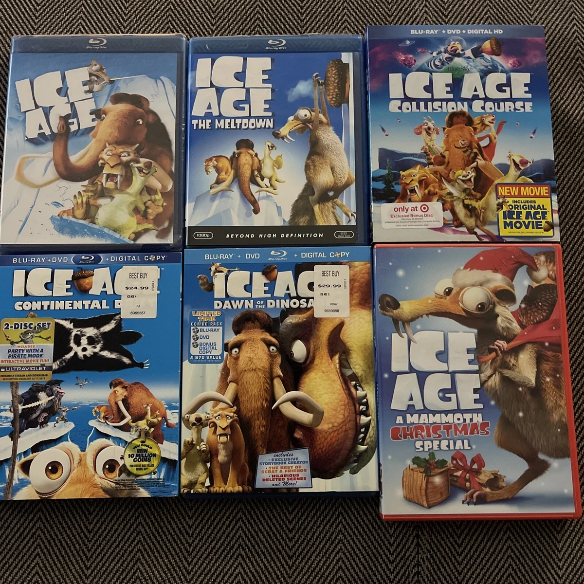 ice age collection 1,2,3,4,5 & christmas!! blu ray/dvd target exclusive |  eBay