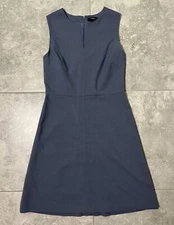 Theory Miyani Virgin Wool Blend Split Front Sleeveless Shift Dress Stretch sz 6