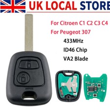 For Citroen C1 C2 C3 C4 Peugeot 307 Button Car Remote Key Fob 433MHz ID46 Chip