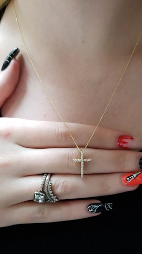 14Kt Gold 0.25 Ct Unisex Lab Grown Diamond Cross Necklace - Picture 2 of 7