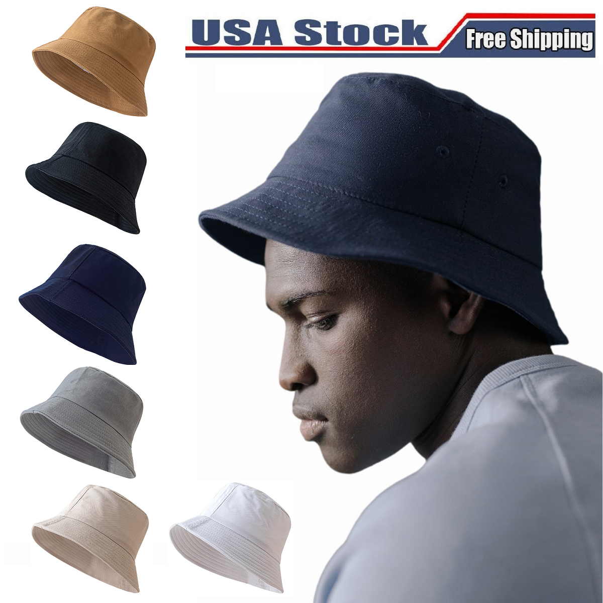 Bucket Hat Cap Fishing Boonie Brim visor Sun Safari Summer Cotton Camping Caps-image