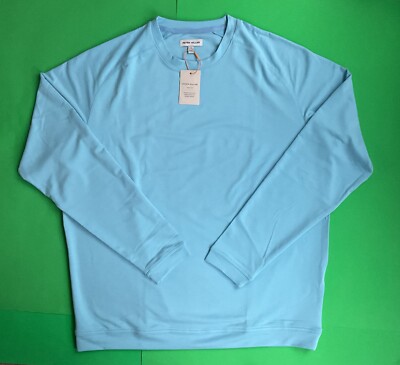 New PETER MILLAR Mens LARGE Long Sleeve Cradle Performance Crewneck Light Blue
