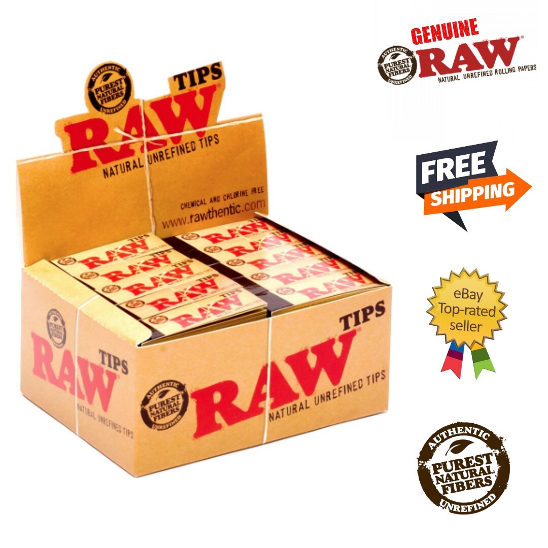 RAW Unbleached Rolling Paper Roach Tips - Full Box of 50 Booklets