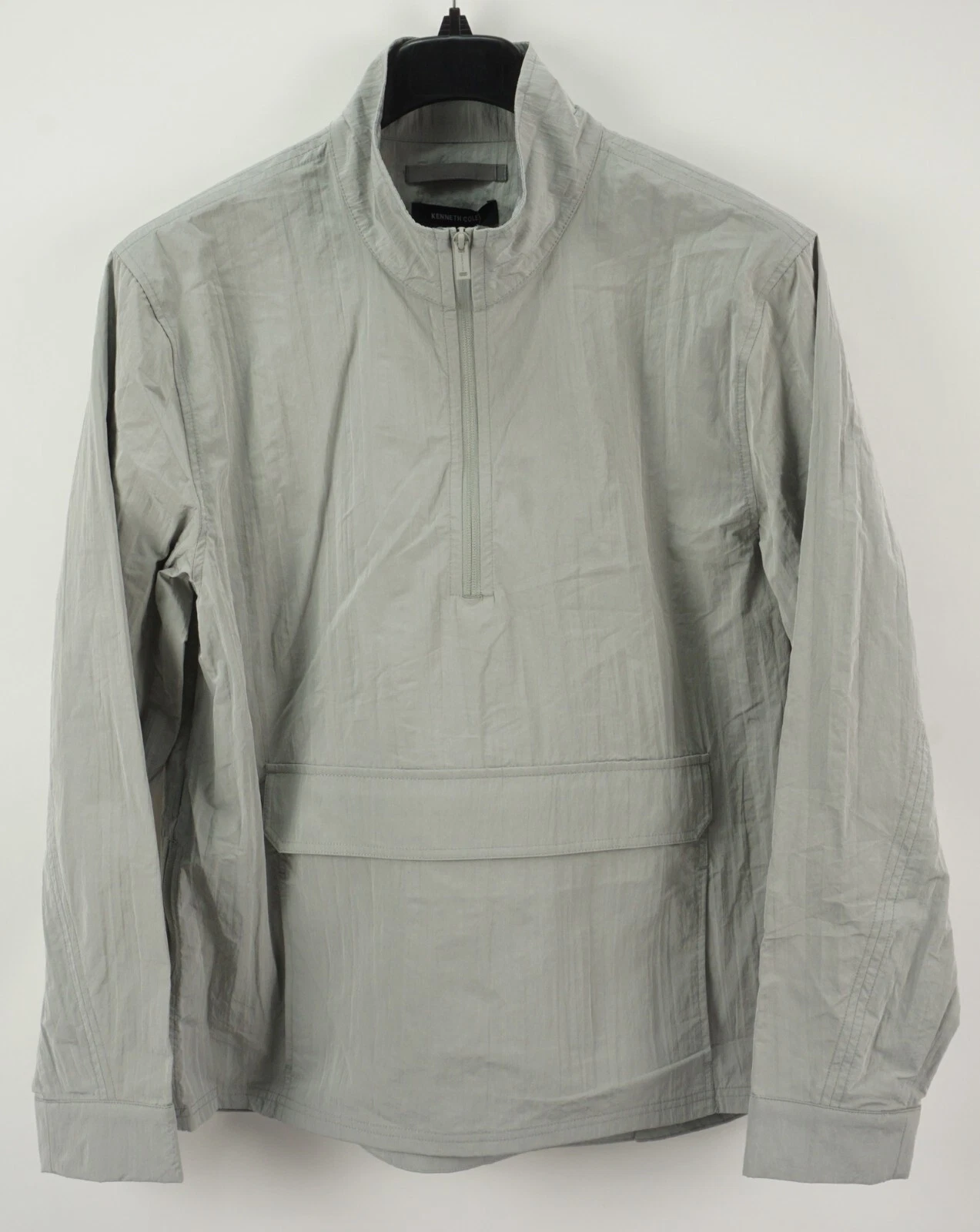 New $120 Kenneth Cole Technical Woven Windbreaker Anorak Jacket Men's Large Gray