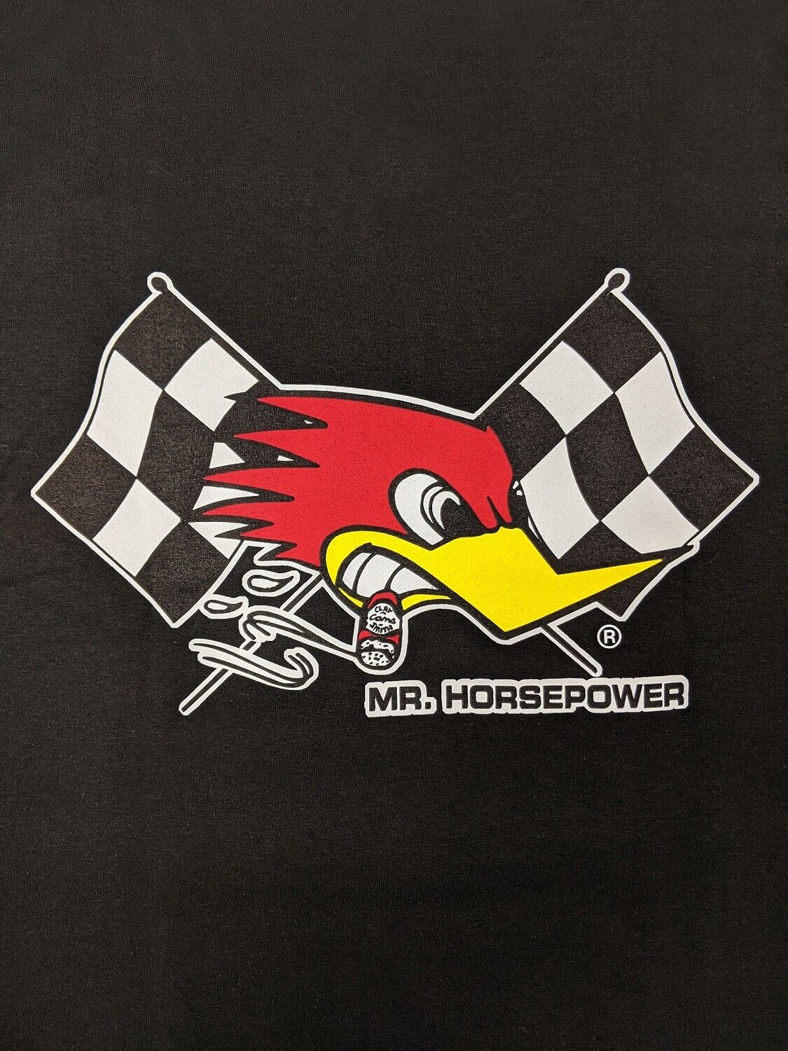 Men's Mr. Horsepower Clay Smith Checkered Flags Black T-Shirt 
