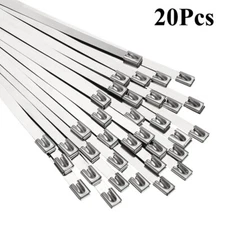 Zip Ties-20 Pcs 150*4.6mm Stainless Steel Metal Exhaust Wrap Locking Cable