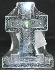 Encore - Free Standing Silver Cross with Gemstone - Green  - August