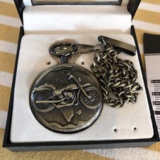 Men's Retro Bronze Bikers Motorcycle Quartz Fob Pocket Watch NIB New Battery