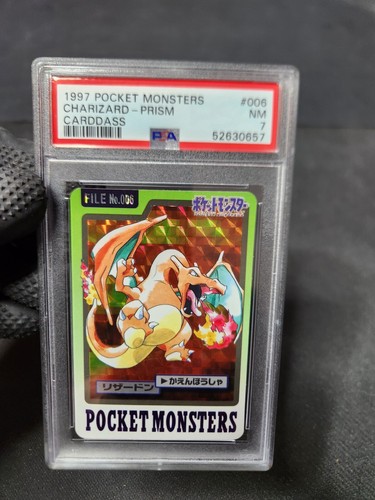 Pokemon Bandai Carddass 1997 Charizard Pocket Monsters Prizm Prism Foil PSA 7 - Picture 3 of 6