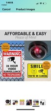 SAVITO 3 Fake Security Cameras,Red Flashing Light And 4 Double Sided Metal Signs