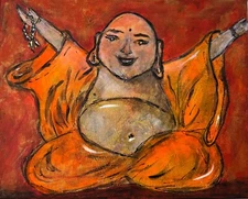 Original acrylic art painting - Budai : Brings happiness & prosperity