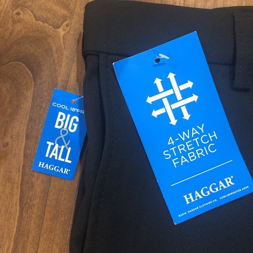 Haggar Mens Big & Tall 10.5" Inseam Shorts 50 Black Flat Front Cooling Pro NWT - Picture 6 of 9