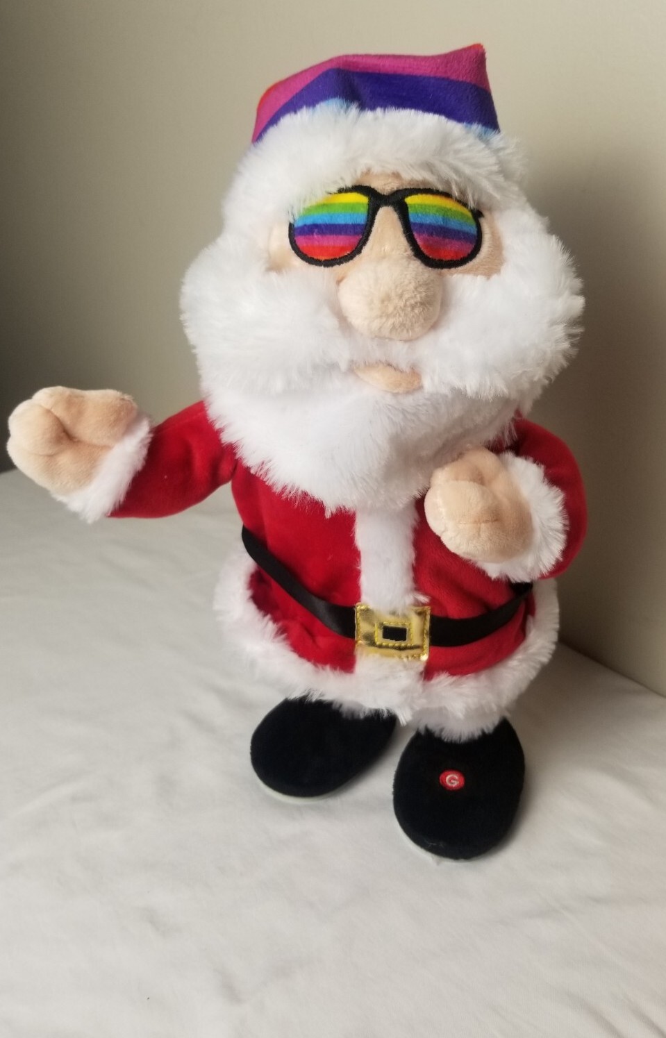Gemmy Rainbow Santa Singing Dancing Animated We Are Family Disco 14" Xmas Video