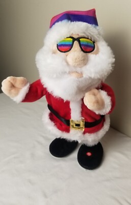 Gemmy Rainbow Santa Singing Dancing Animated We Are Family Disco 14'' Xmas Video