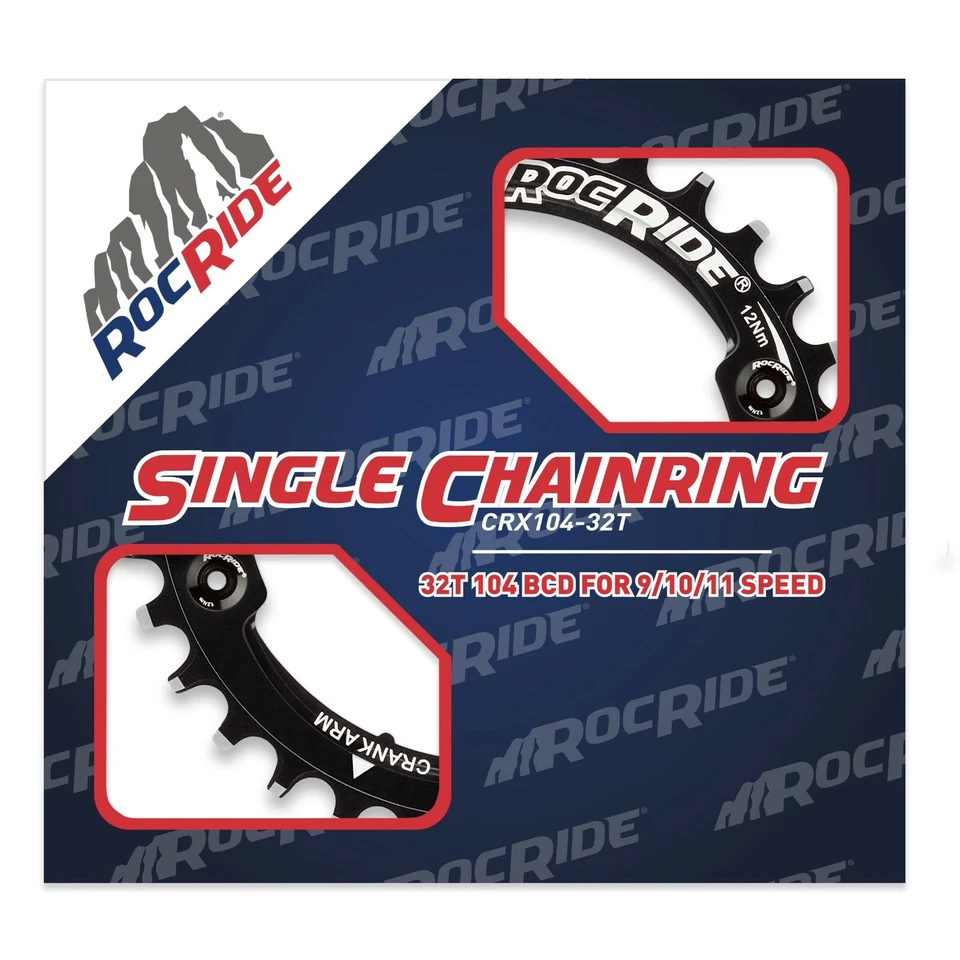RocRide Narrow Wide Chainring 104 BCD for 9/10/11 Speed with 4 Bolts 32T 30T - Image 2 of 4