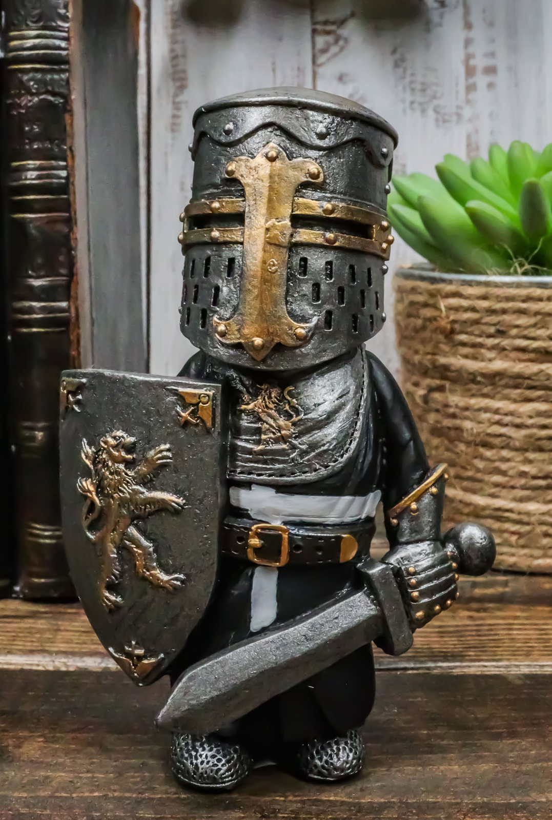 Chibi Medieval Knight Of The Cross Templar Crusader Armored Swordsman Figurine-image