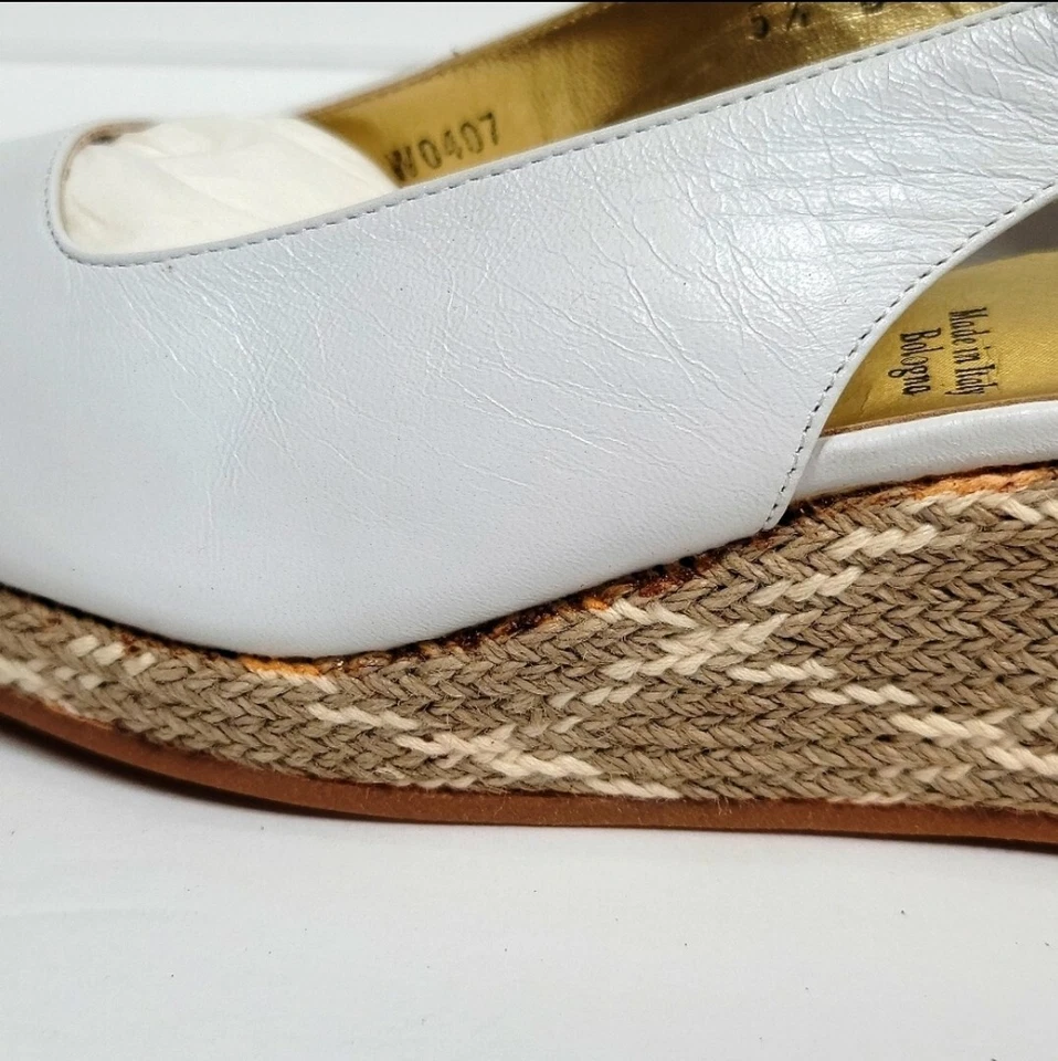 复古 Bruno Magli "Dani" 背带楔形 全新带盒 — 第 4/4 张图片