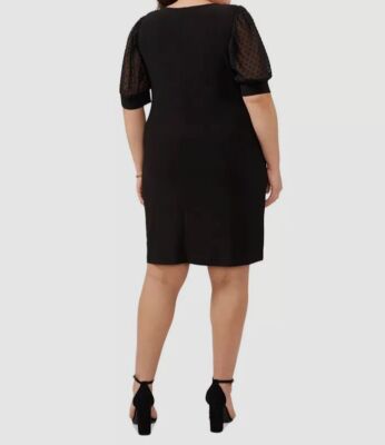 Msk Womens Plus Polka Dot Sheath Dress Black 3X