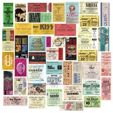 43 Heavy Metal Rock Band Ticket Stickers Decals 4 Laptops, Guitars, Skateboards