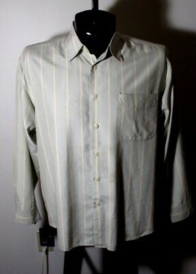 JOHNNIE WALKER Taupe Green Silk & Tencel Shirt Men's Size M