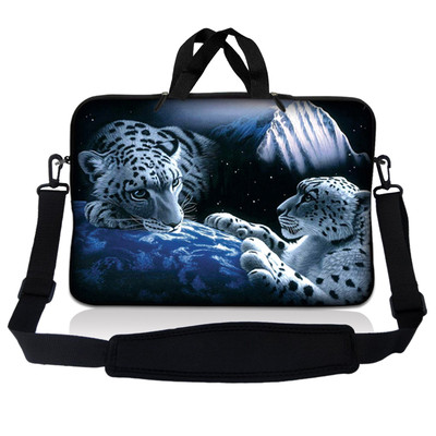 10'' 9 Tablet Netbook Sleeve Bag Case Pouch Shoulder Strap iPad White Leopard S10